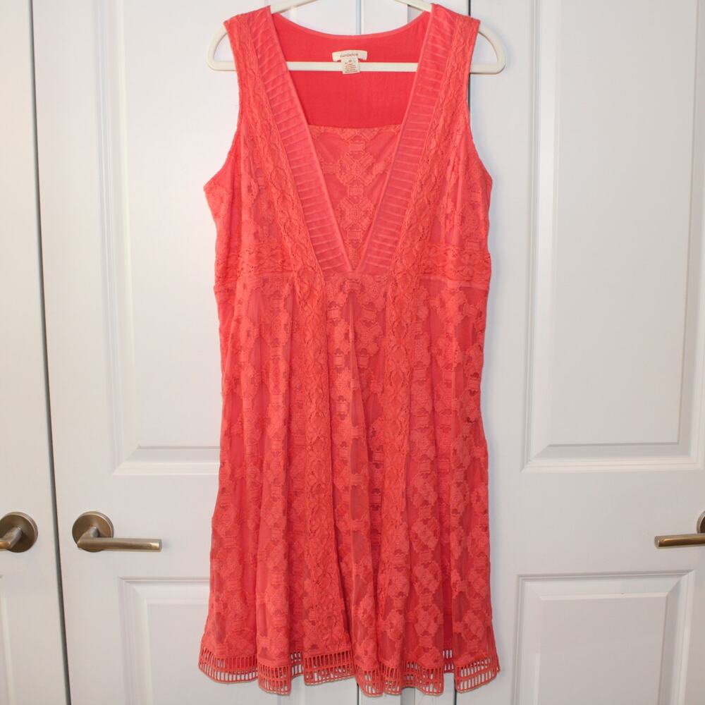 SUNDANCE Romantic Gesture Coral Pink Embroidered Sleeveless Midi Dress | 12